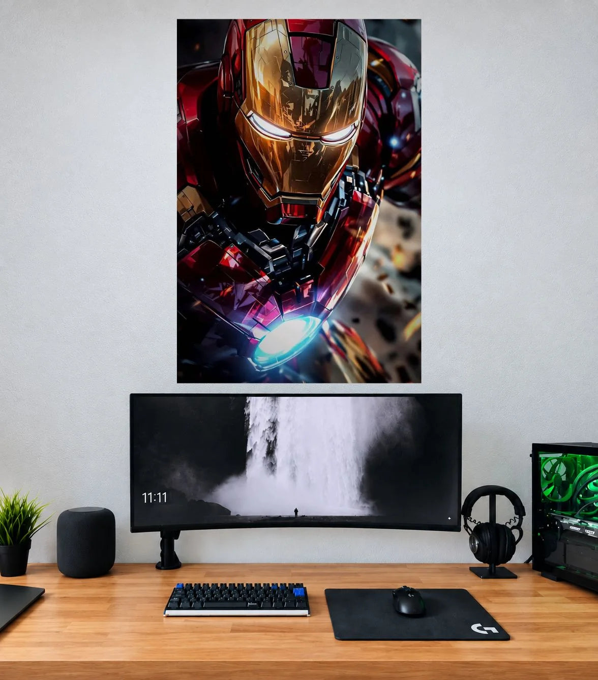 Iron Man Golden Mask Action Closeup Edition single Marvel wall poster mockup