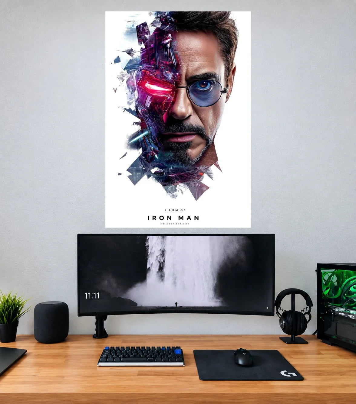 Tony Stark Split Persona Art Edition single Marvel wall poster mockup
