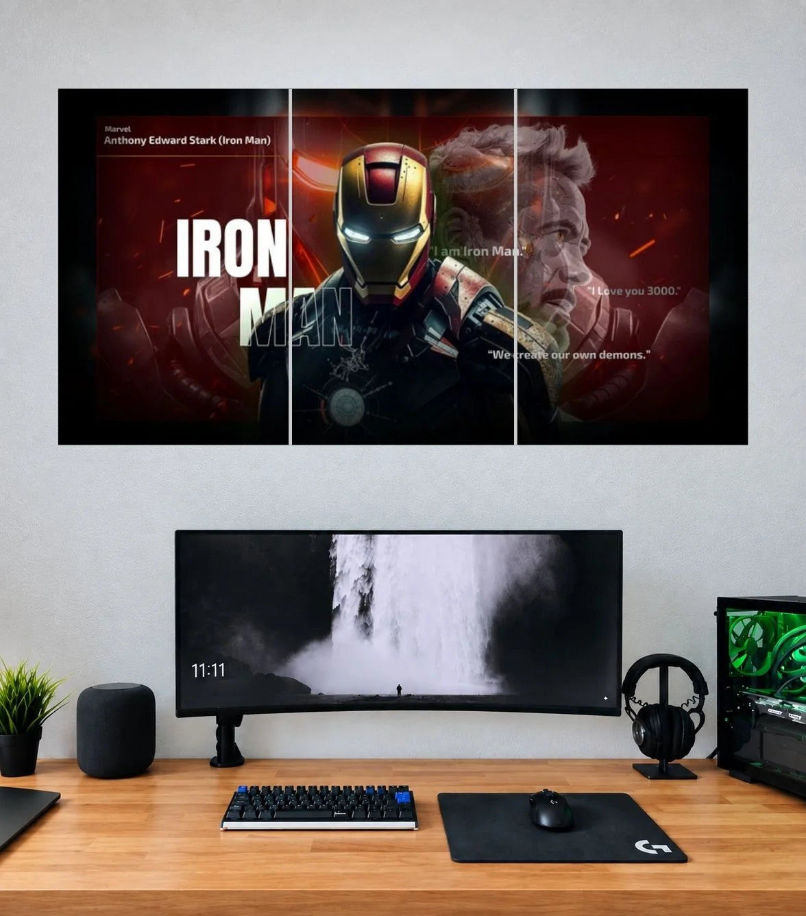 Iron Man Triple Armor Portrait Edition Iron Man 3 split panoramic poster mockup