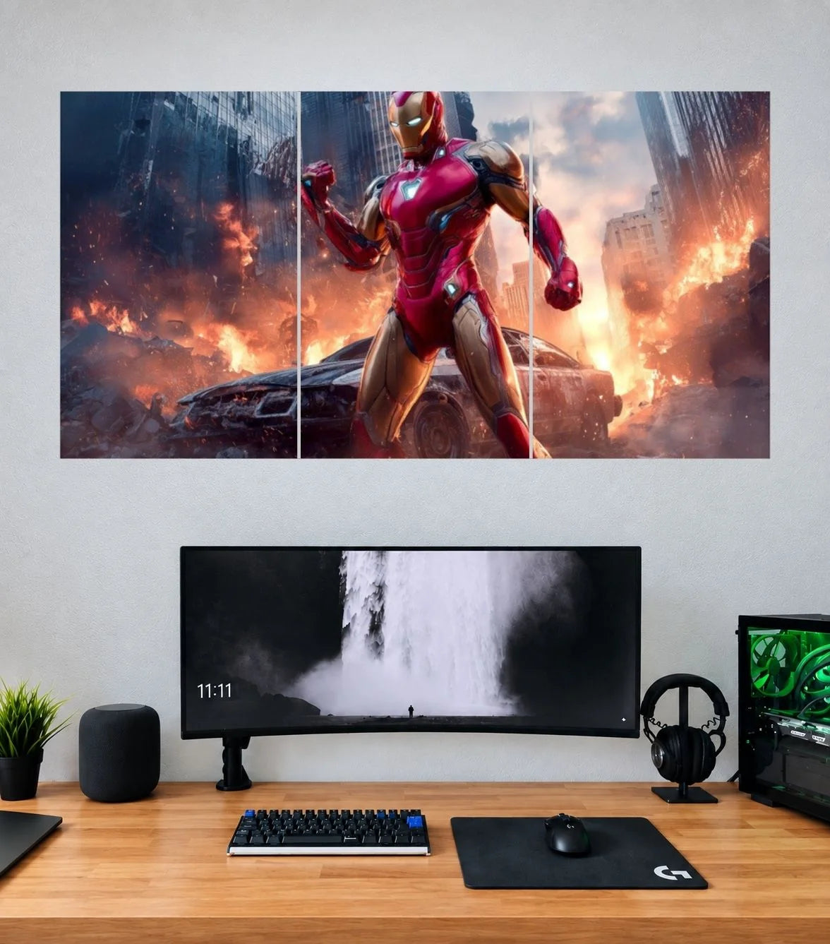 Iron Man Inferno Battlefield Edition Iron Man 3 split panoramic poster mockup