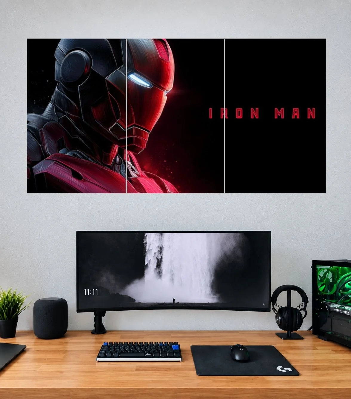 Iron Man Crimson Shadow Helmet Edition Iron Man 3 split panoramic poster mockup
