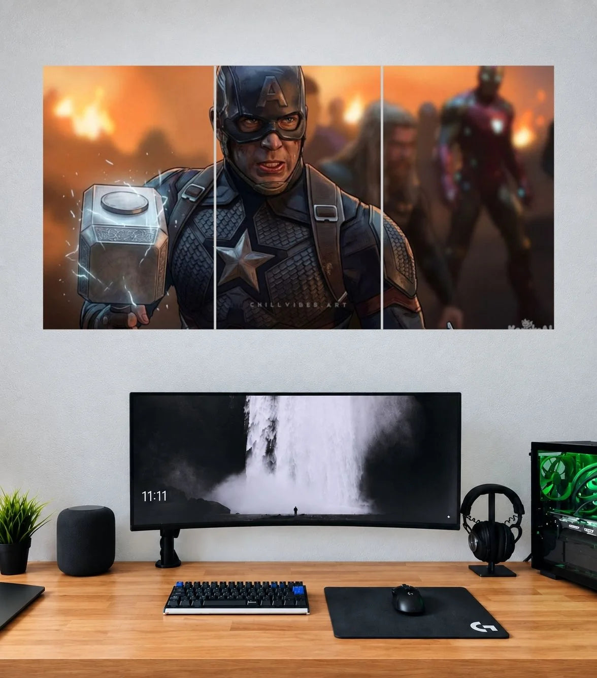 Captain America Endgame Battlefield Alternate Edition 3 split panoramic wall poster