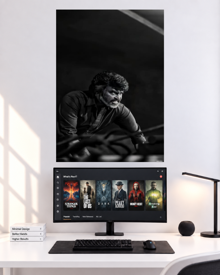 Thalapathy Vijay Contemplative Black White single poster user provided mockup