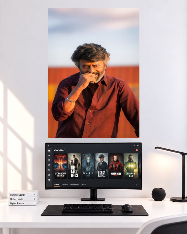 Thalapathy Vijay Rust Red Portrait single poster user provided mockup