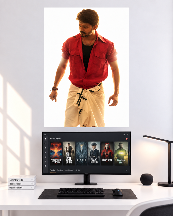Thalapathy Vijay Red Shirt Classic original poster mockup
