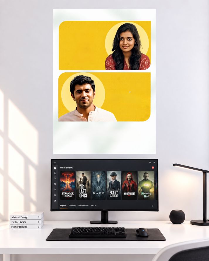 Nivin Pauly Yellow Couple Design wall poster