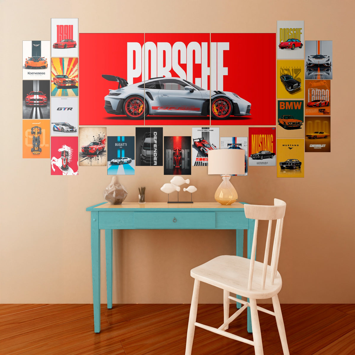 Porsche GT3 RS room setup wall poster pack original mockup