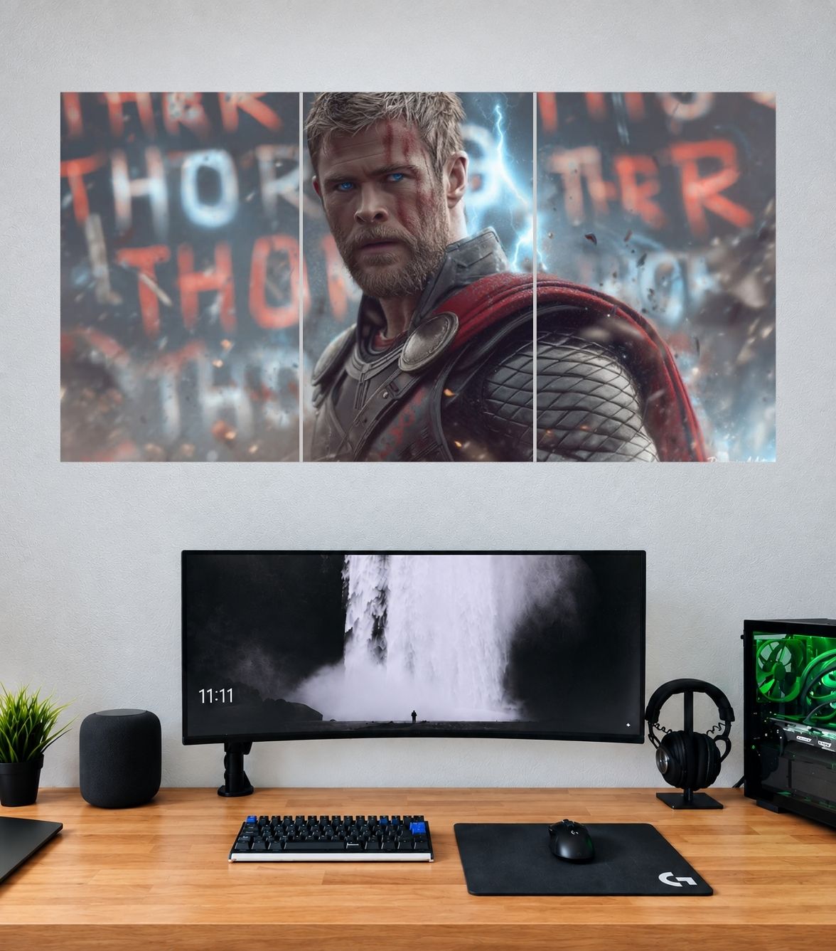 Thor Ragnarok Storm Portrait Edition Thor 3 split panoramic wall poster mockup