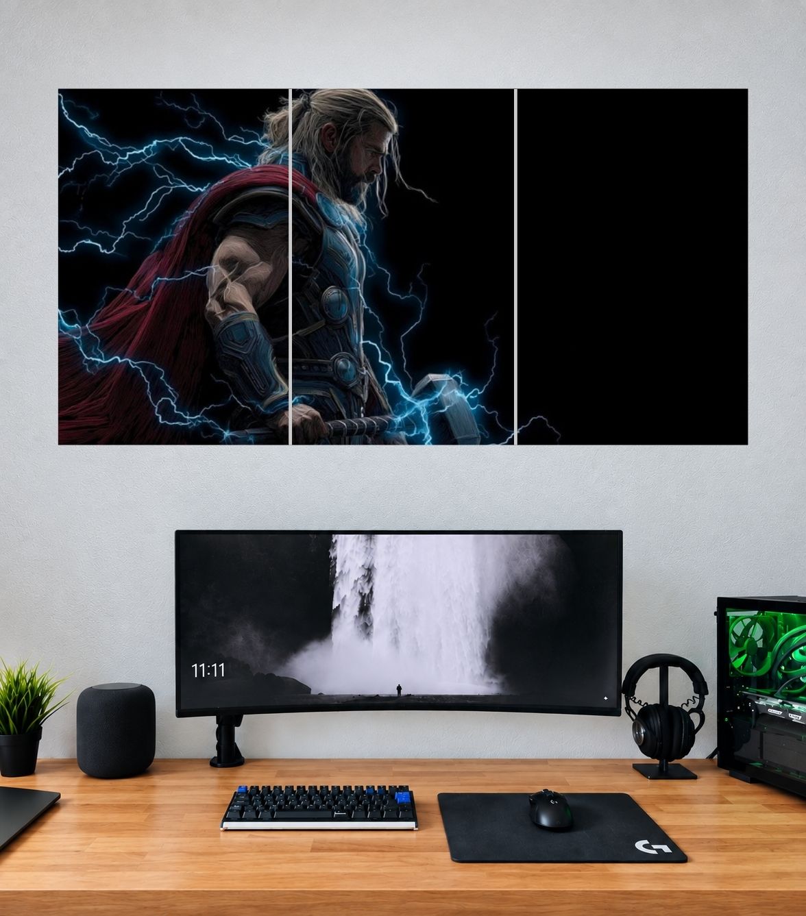 Thor Midnight Storm Back Profile Edition Thor 3 split panoramic wall poster mockup
