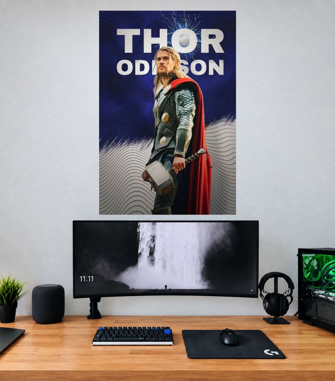 Thor Odinson Classic Red Cape Edition single wall poster mockup