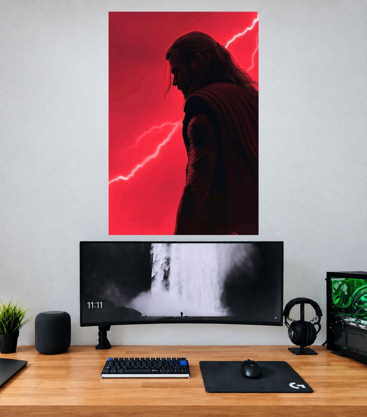 Thor Crimson Thunder Shadow Edition Marvel single wall poster mockup