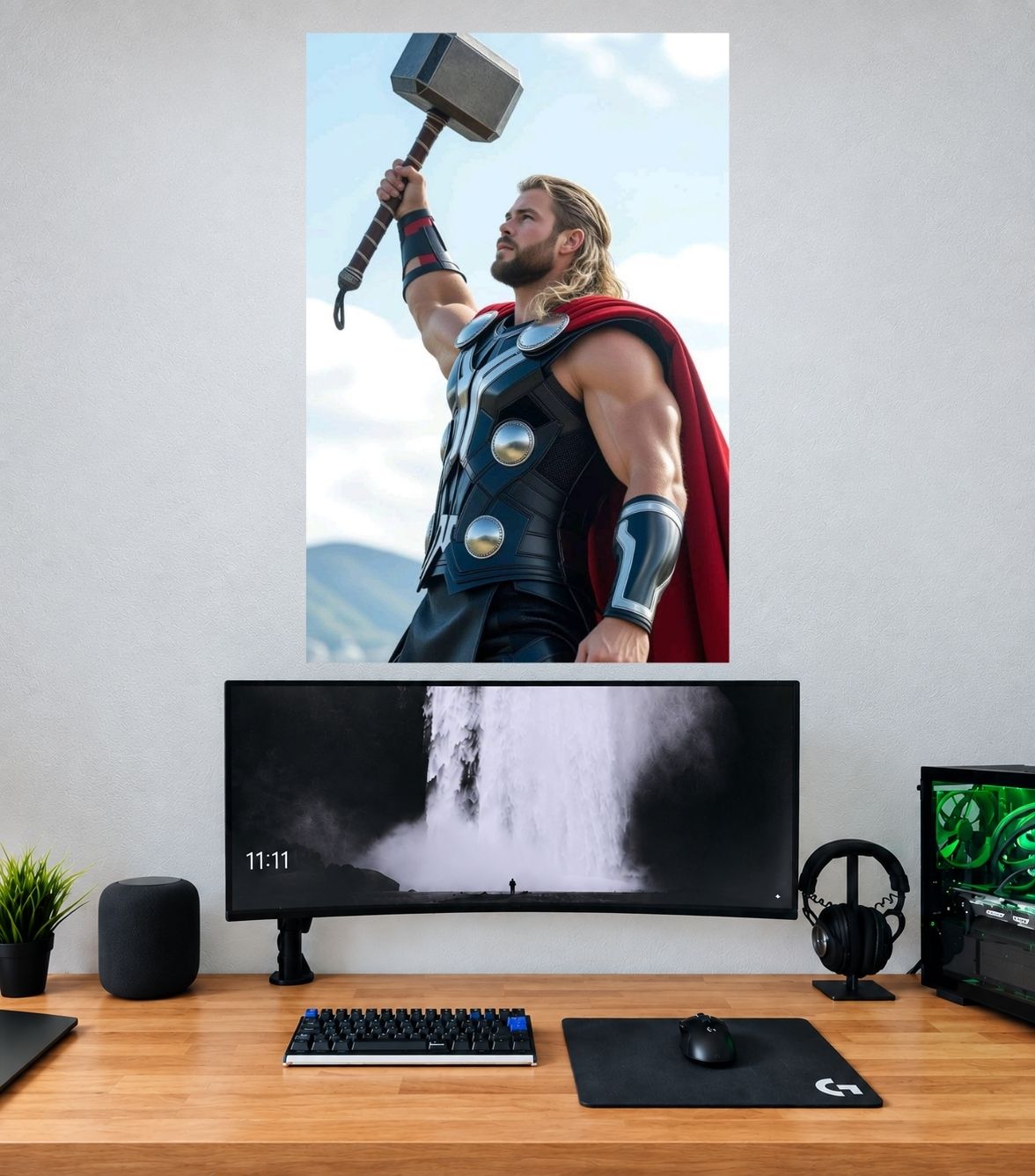 Thor Sunlit Mjolnir Victory Edition Marvel single wall poster mockup