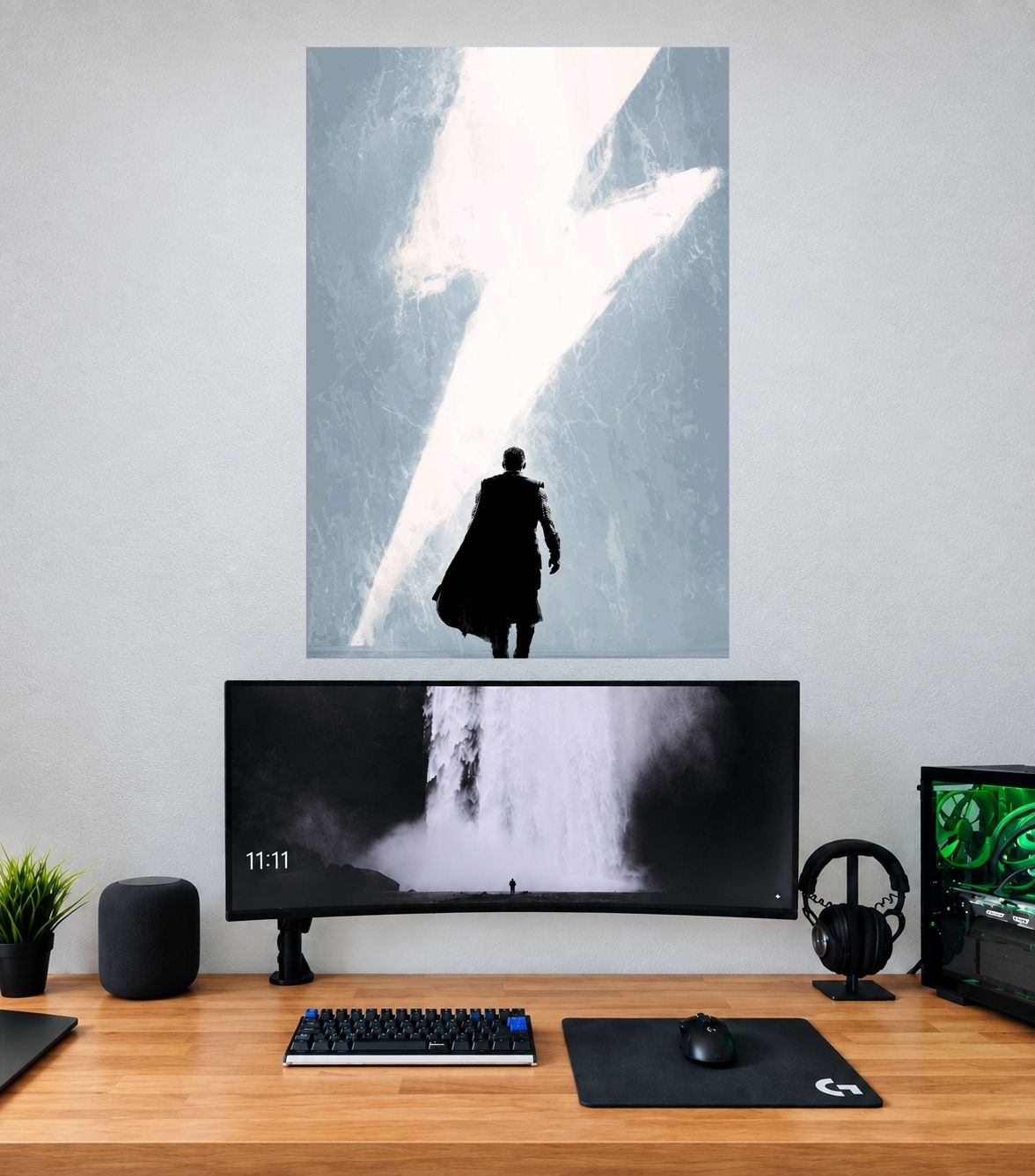 Thor White Lightning Lone Silhouette Edition single wall poster mockup