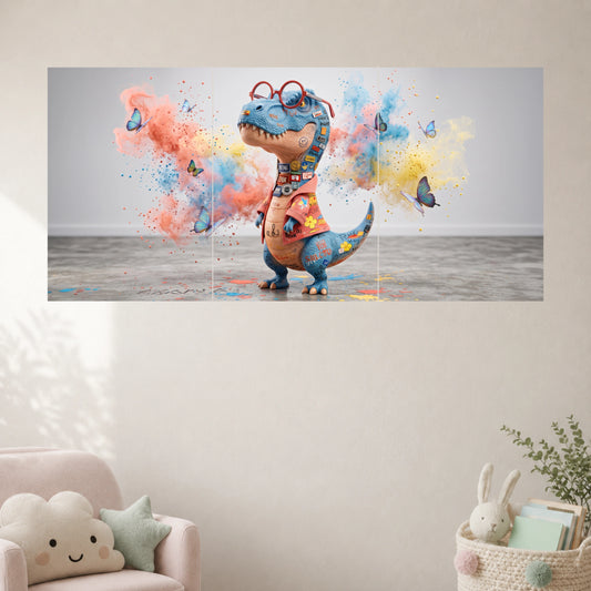 Cute Dinosaur with Glasses | Kids Cartoon Wall Poster | 3 Posters