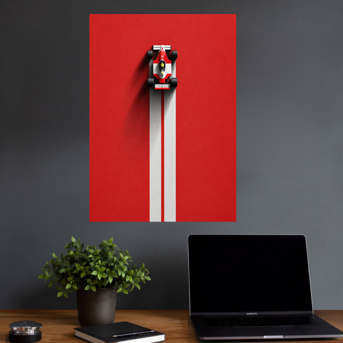 Red Formula Racing Car | Minimal F1 Automobile Wall Poster | 1 Poster