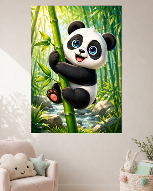 Cute Panda Cartoon | Kids Jungle Animal Wall Poster | 1 Poster