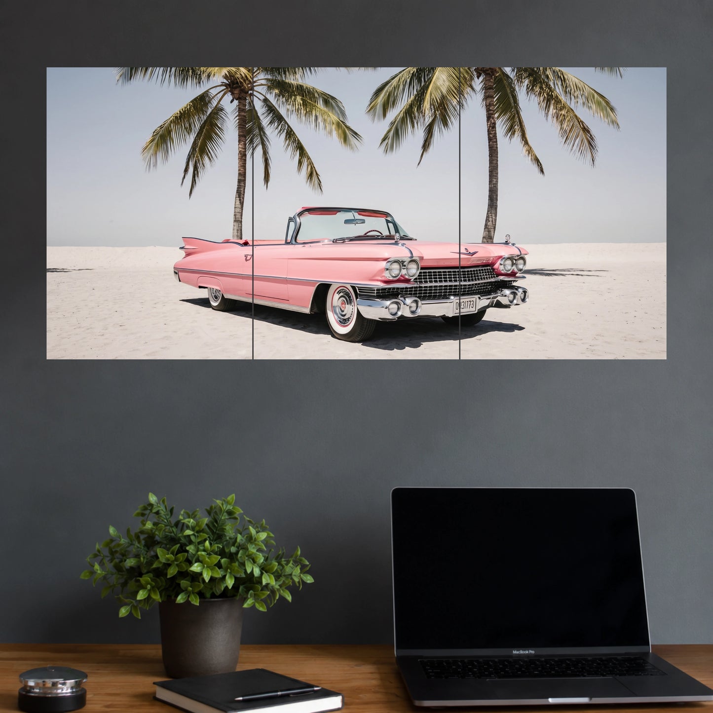 Pink Vintage Convertible Car | Classic Automobile Wall Poster |  3 Posters