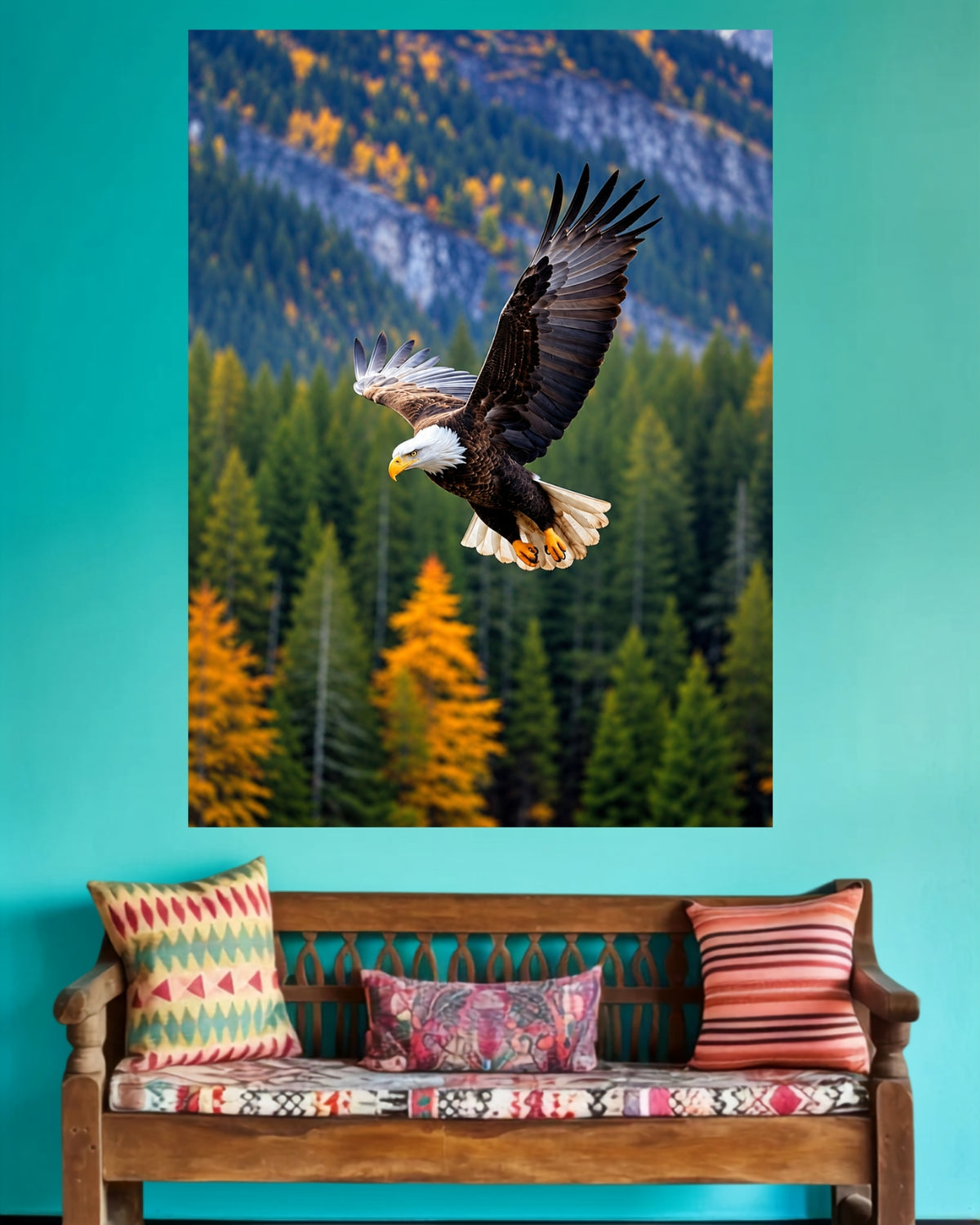 Flying Eagle Over Forest | Home Decor Wall Poster | 1 Poster