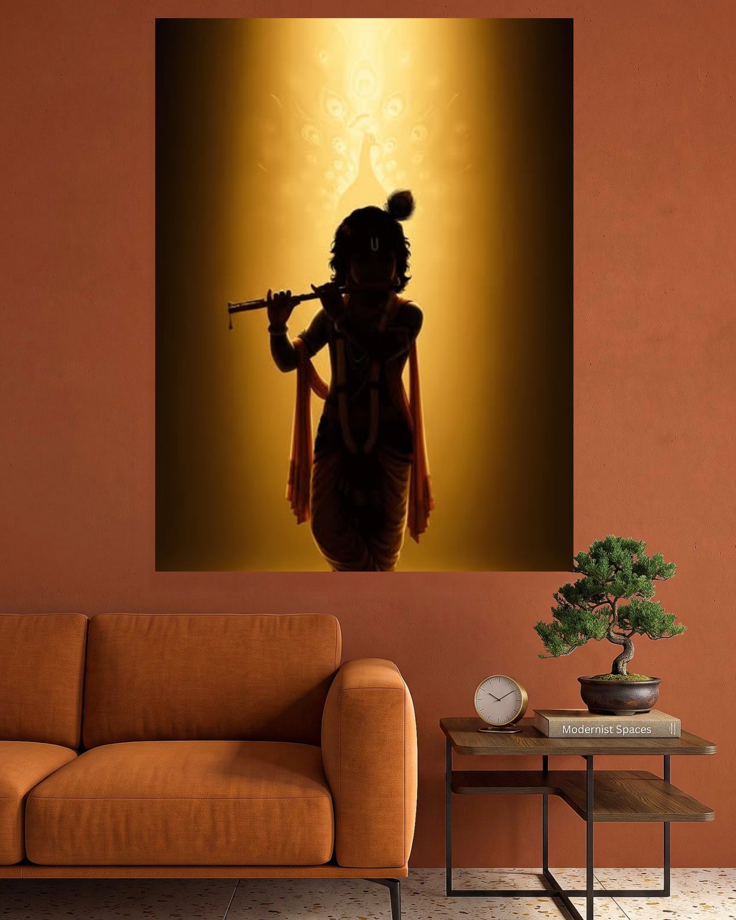 Lord Krishna Flute Wall Poster | Spiritual Hindu God Wall Art | 1 Poster