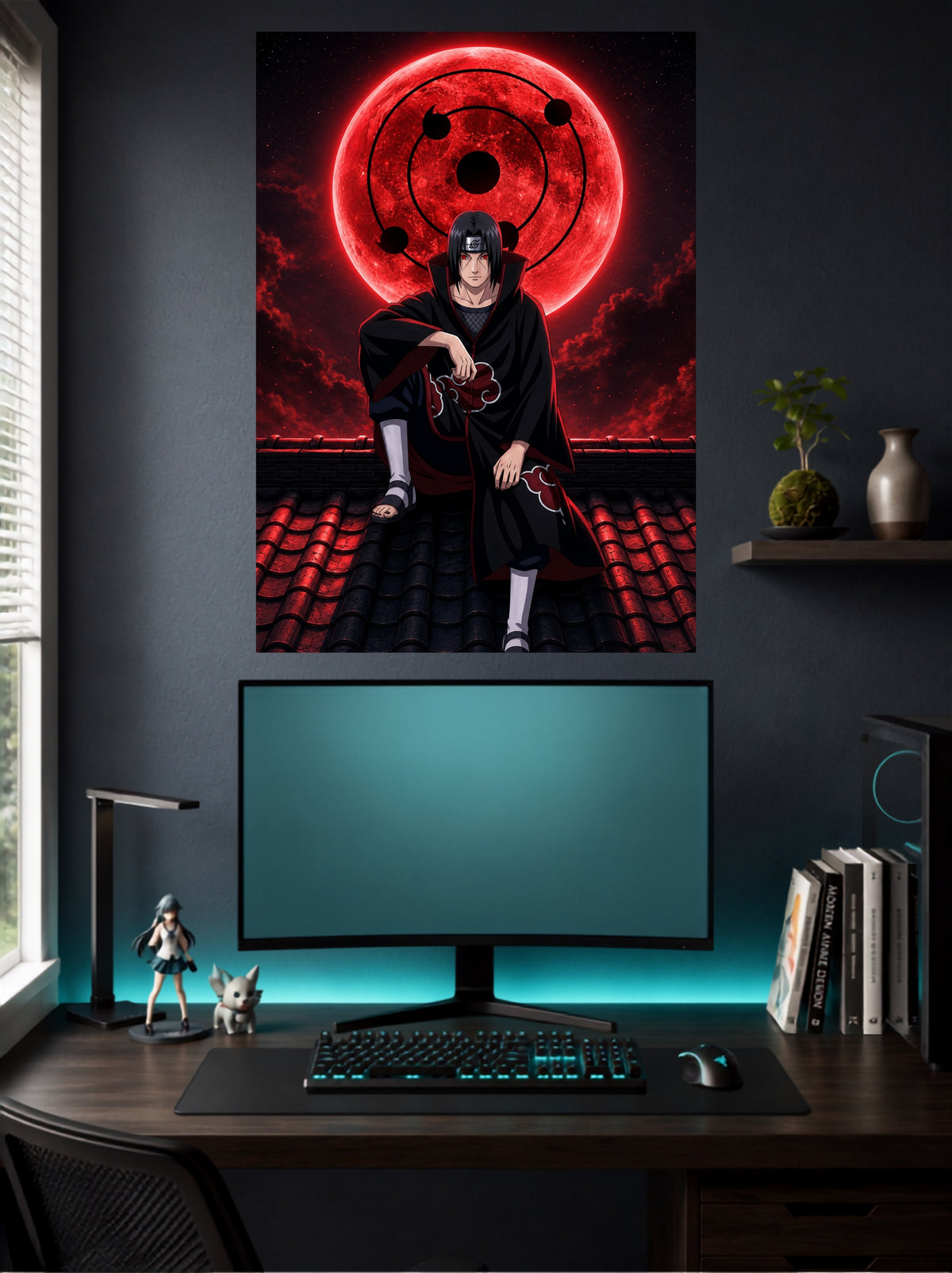 Itachi Uchiha Red Moon | Sharingan Akatsuki Anime Wall Poster | 1 Poster