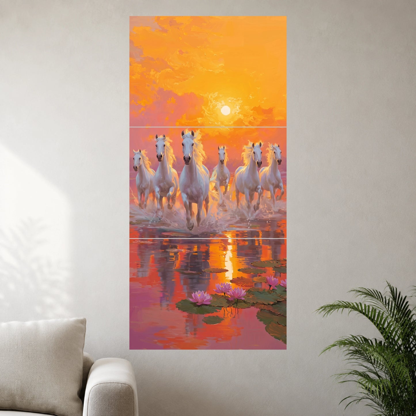 White Horses at Sunset | Majestic Nature Wall Poster | 3 Posters