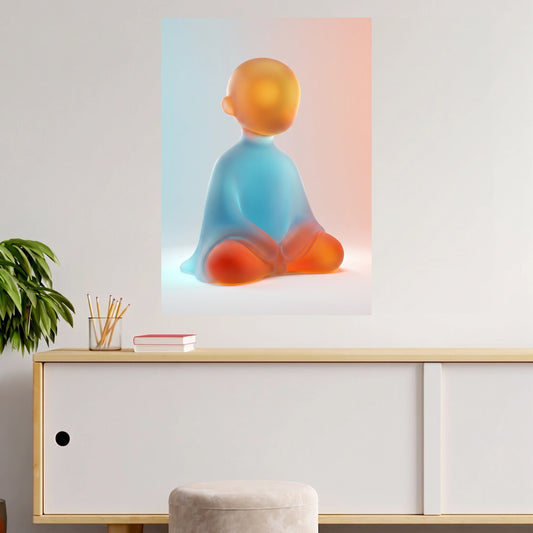 Cute Little Monk Meditation | Pastel  | 1 Poster