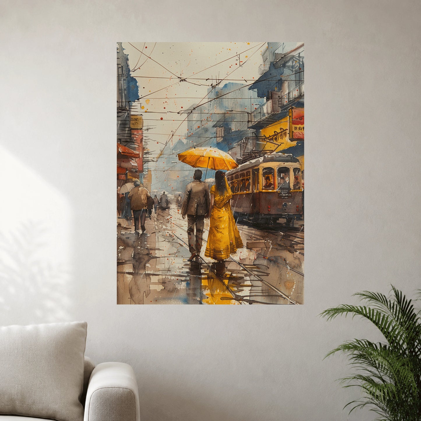 Rainy Street Watercolor Wall Poster | 1 Poster
