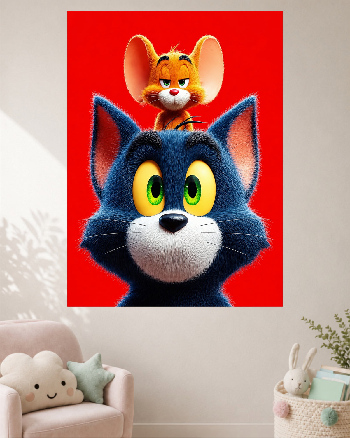 Funny Cat & Mouse | Cute Cartoon Kids Wall Poster | 1 Poster