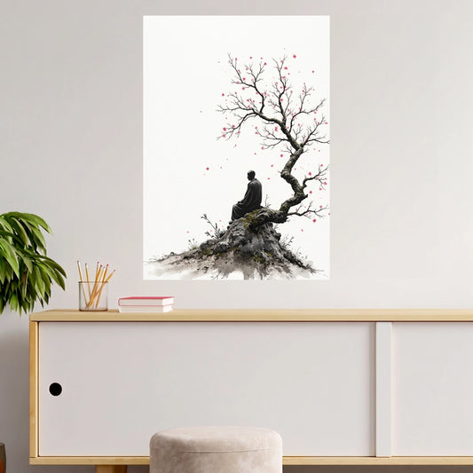 Zen Monk Under Cherry Blossom Tree | Japanese Meditation  | 1 Poster