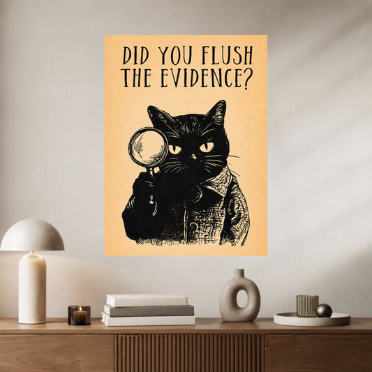 Flush The Evidence | Funny Cat Wall Poster | 1 Poster