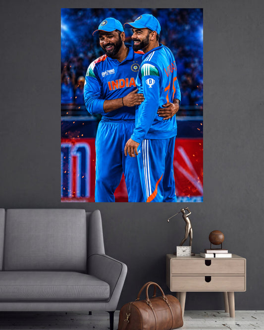 Rohit Sharma & Virat Kohli | Indian Cricket Wall Poster | 1 Poster