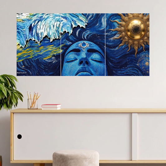Lord Shiva Cosmic Waves | Mahadev Spiritual Wall Poster | Set of 3 Posters