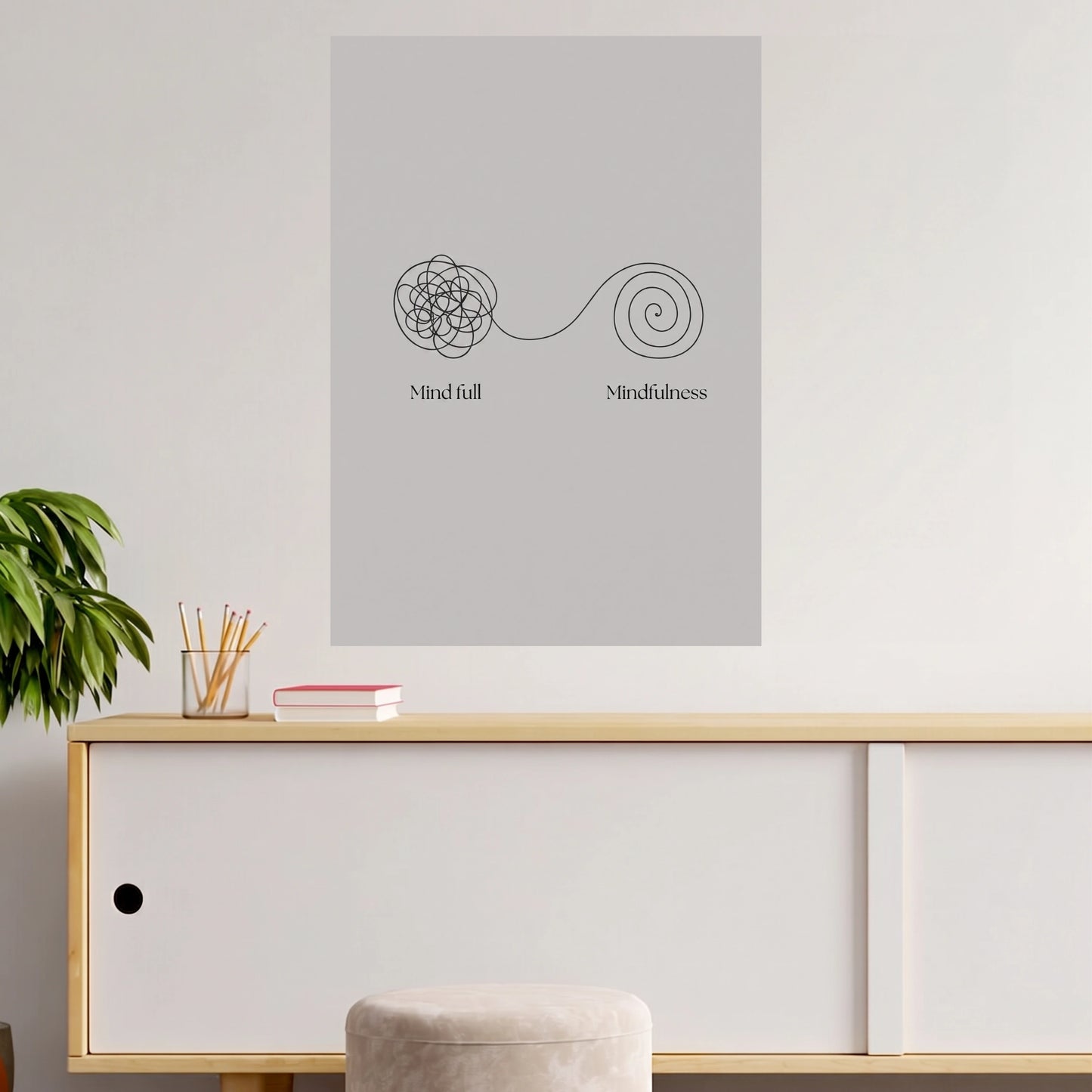 Mind Full to Mindfulness | Minimalist Mental Wellness | 1 Poster