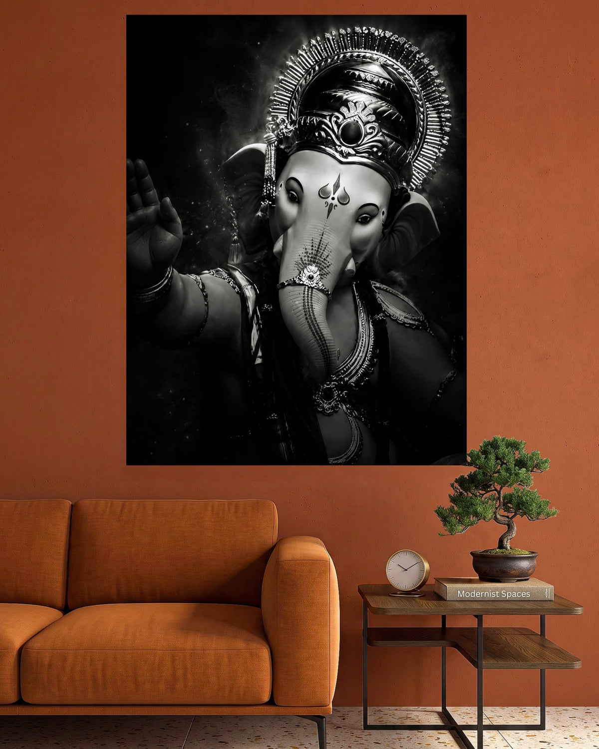 Lord Ganesha | Black & White Ganpati Spiritual Wall Poster | 1 Poster