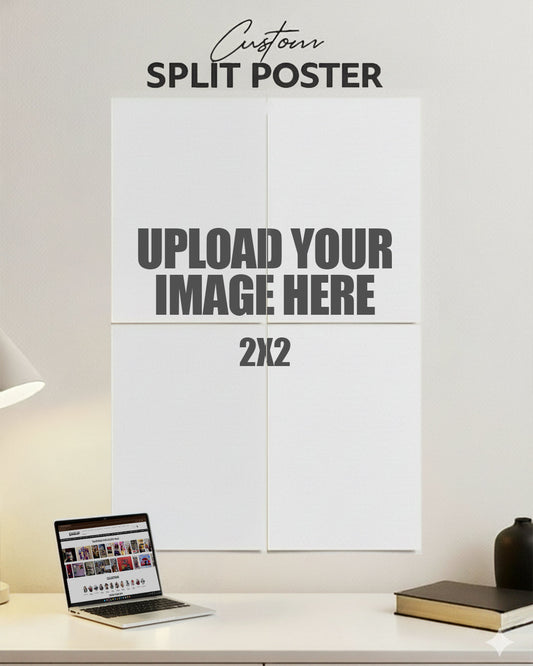 Custom 4 Piece Split Art Set (2x2 Grid) | Upload Your Own Photo | Personalized Wall Poster