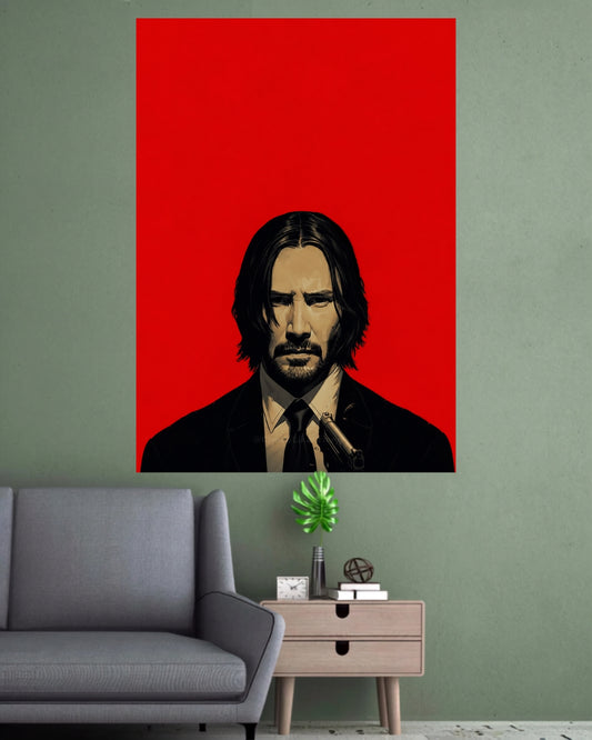 John Wick | Red Minimalist Cinematic Wall Poster | 1 Poster