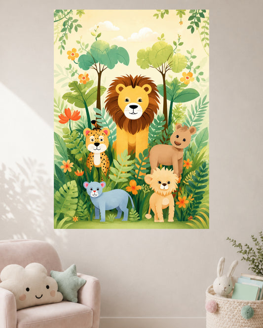 Cute Jungle Animals | Kids Safari Animal Wall Poster | 1 Poster