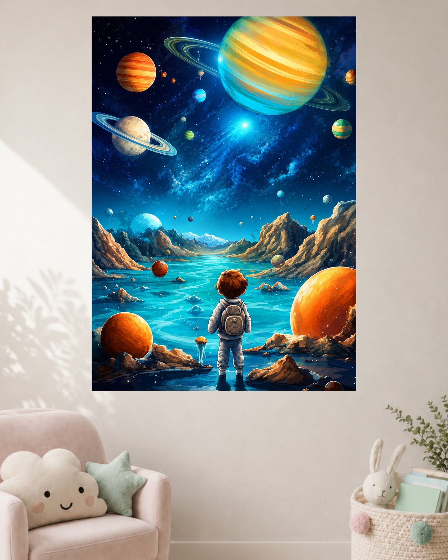 Space Adventure & Planets | Kids Solar System Wall Poster | 1 Poster