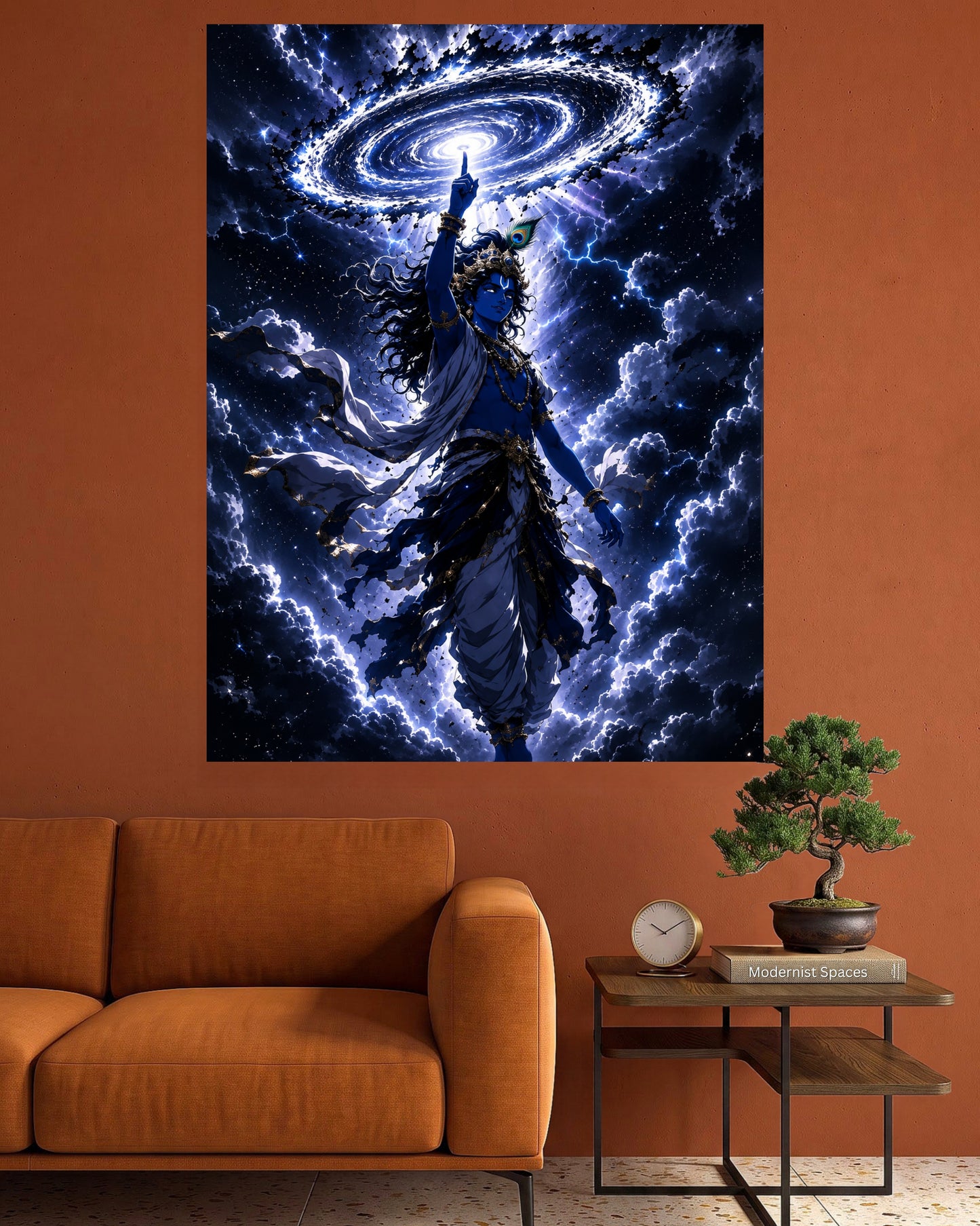 Lord Krishna | Divine Cosmic Spiritual Wall Poster | 1 Poster