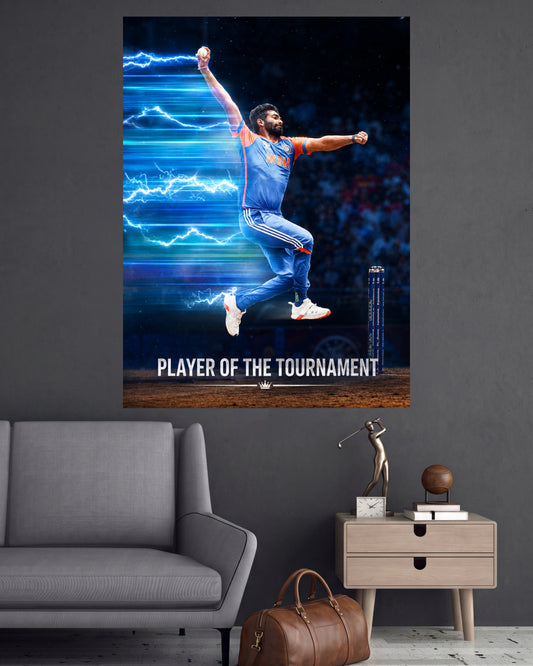 Jasprit Bumrah | Player of the Tournament | Indian Cricket Wall Poster | 1 Poster