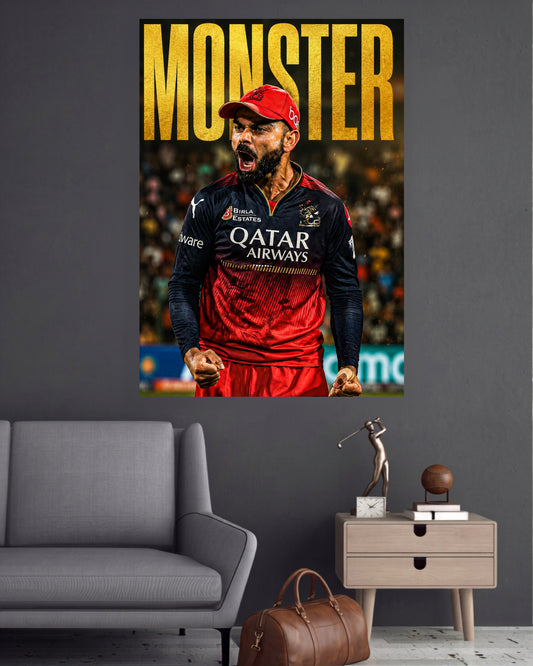 Virat Kohli | Monster RCB Cricket Wall Poster | 1 Poster