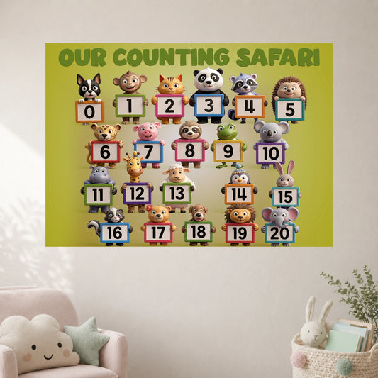 Our Counting Safari | Kids Educational Wall Poster | 2 Poster