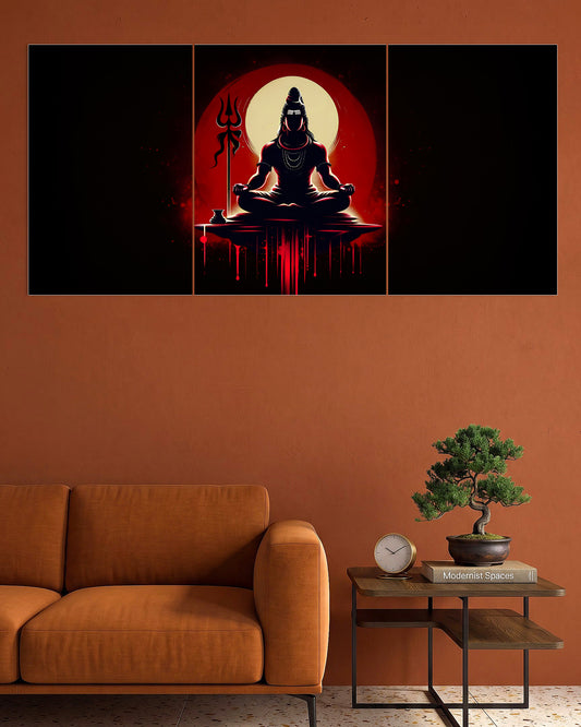 Lord Shiva | Meditative Moon Art Poster | 3 Poster