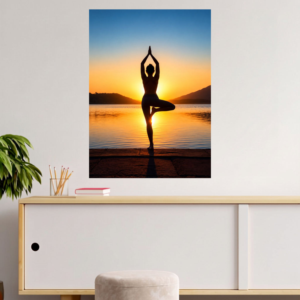 Sunset Yoga Pose | Peaceful Wellness Wall Poster | 1 Poster