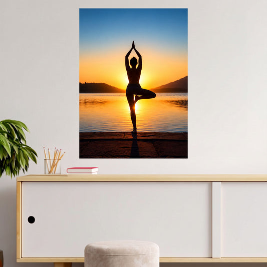 Sunset Yoga Pose | Peaceful Wellness Wall Poster | 1 Poster