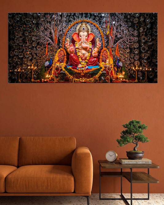 Lord Ganesha | Festive Decorated Idol Art Poster | 3  Poster