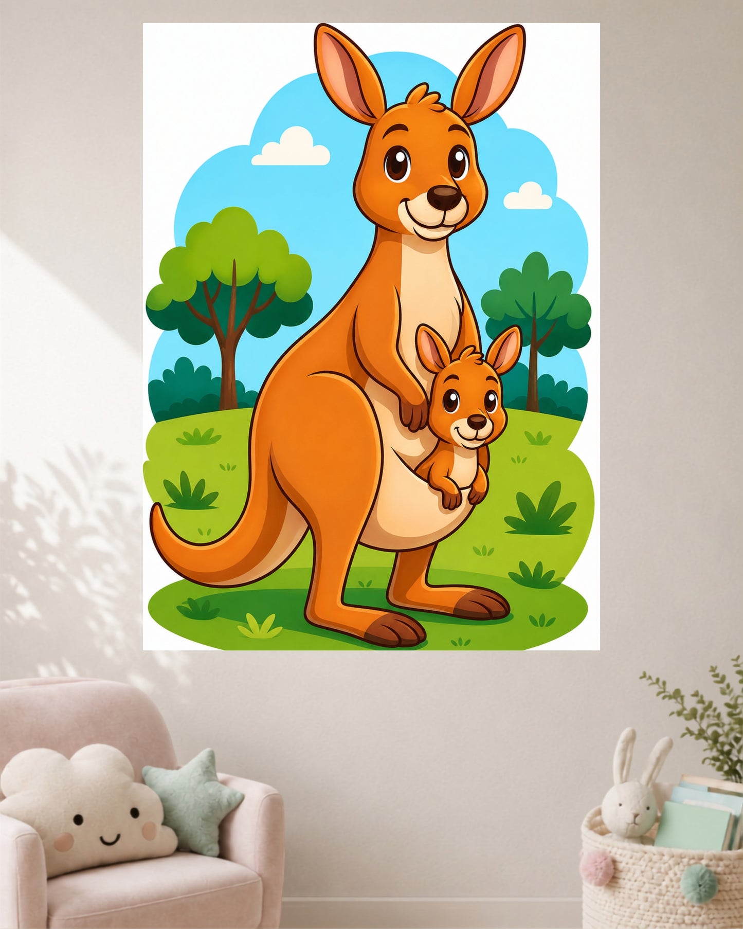 Cute Kangaroo & Baby | Kids Animal Wall Poster | 1 Poster