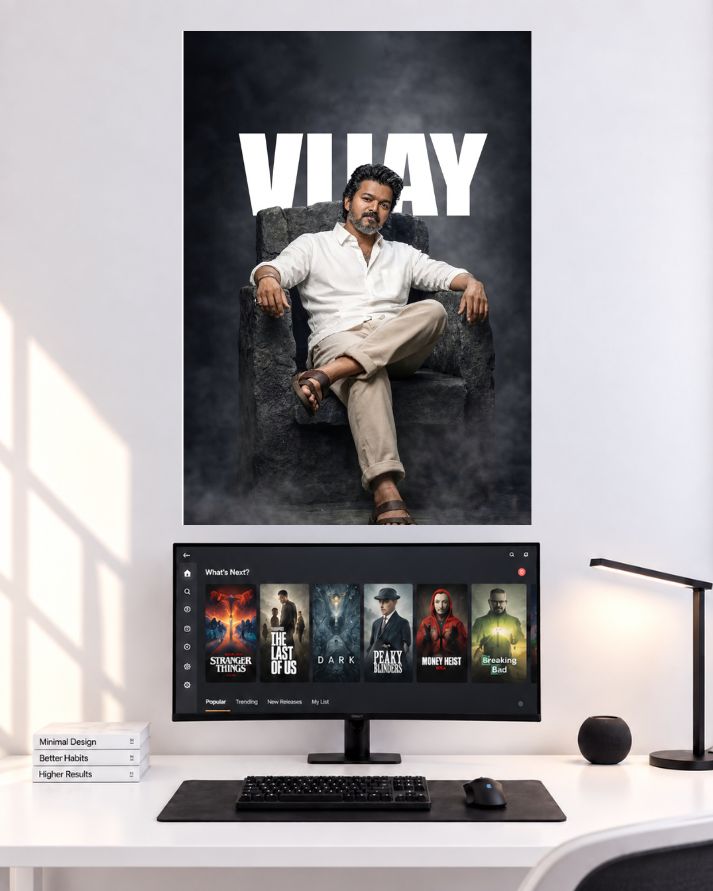 Thalapathy Vijay Mass Look | Tamil Cinema Wall Poster | 1 Poster