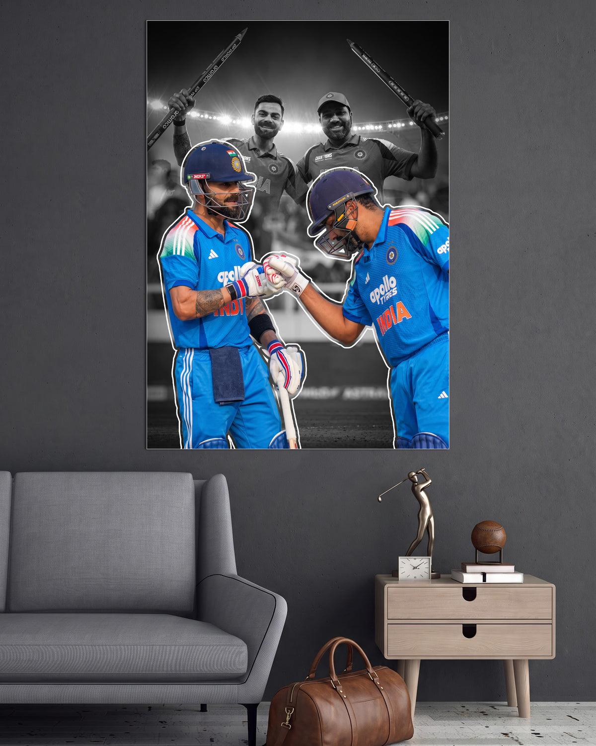 Virat Kohli & Rohit Sharma | Indian Cricket Wall Poster | 1 Poster