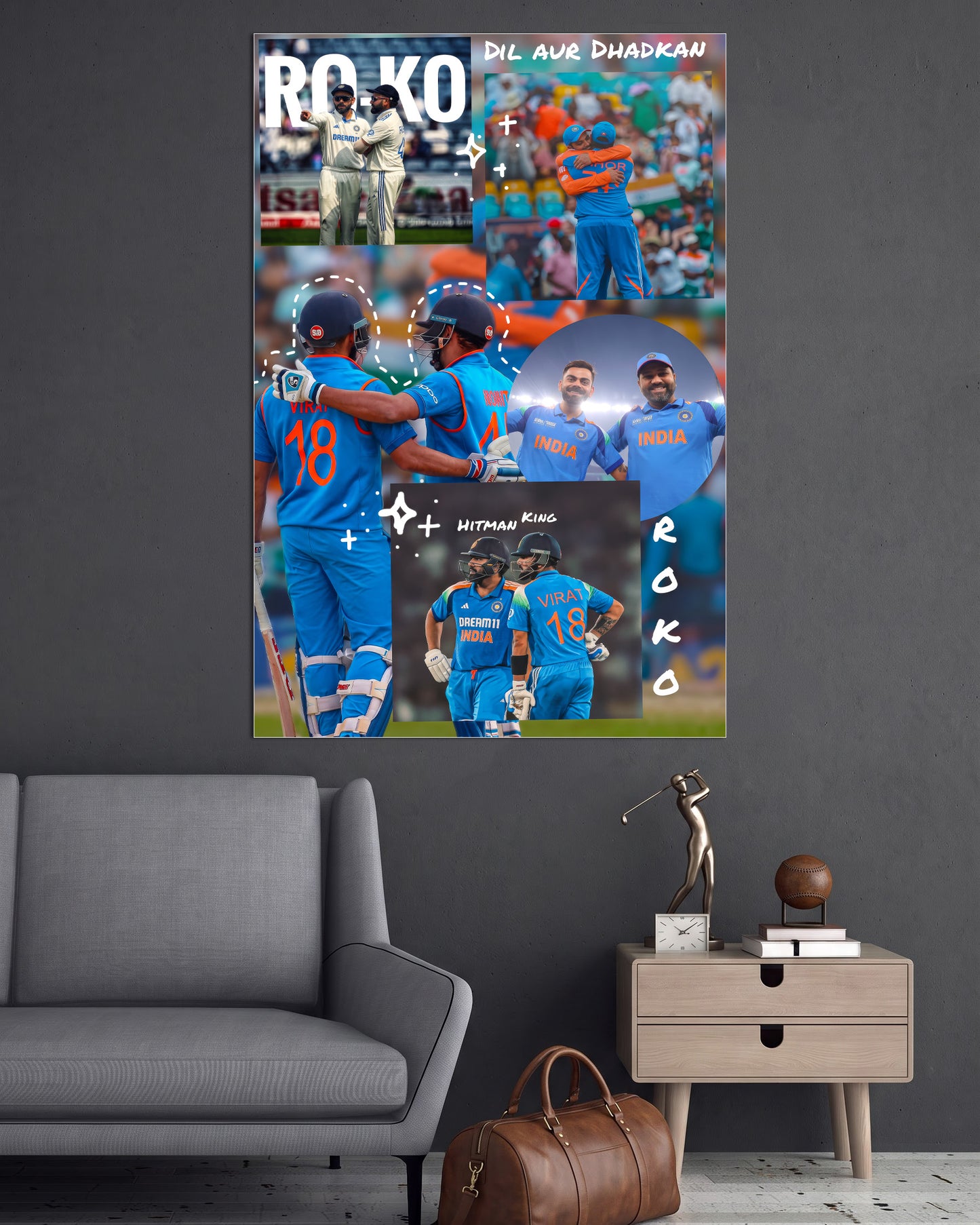 Rohit Sharma & Virat Kohli | ROKO Indian Cricket Wall Poster | 1 Poster